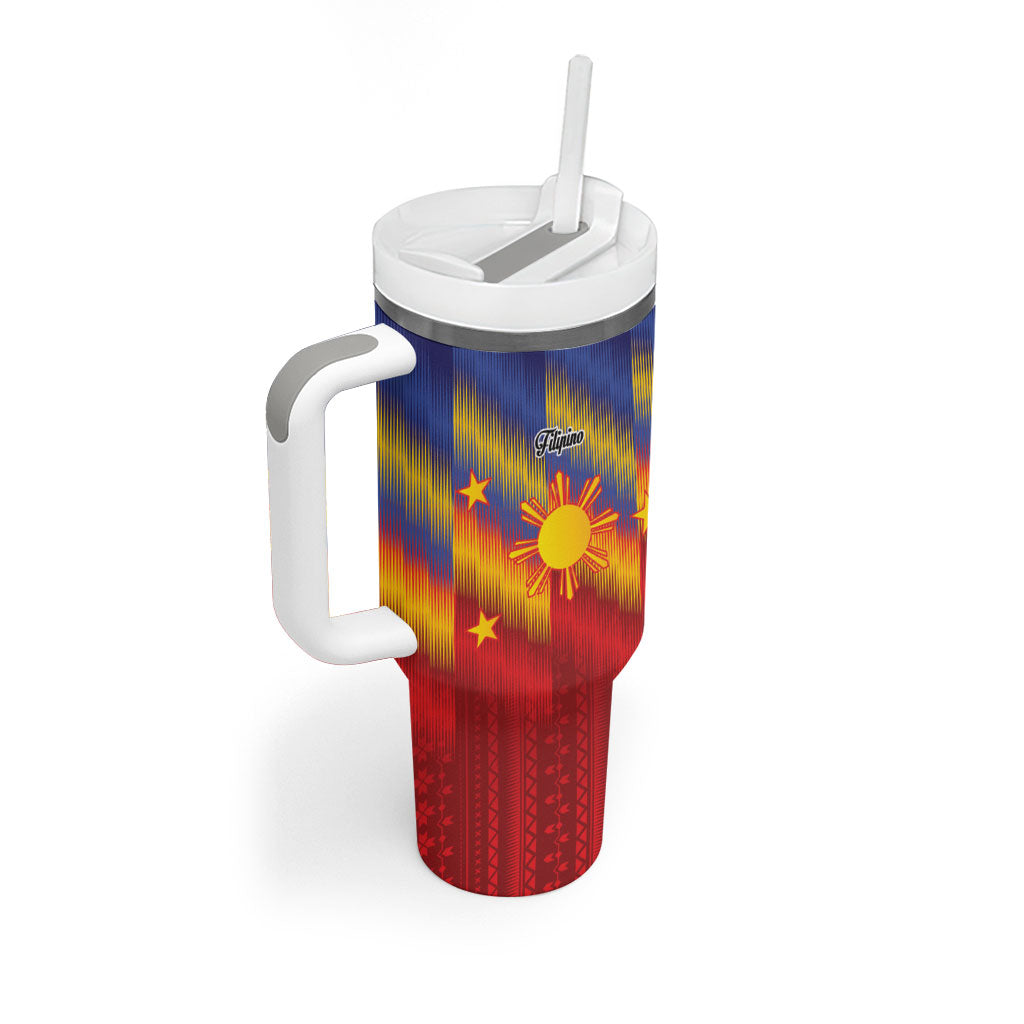 Personalized Philippines Eight Rays Sun Tumbler With Handle Traditional Filipino Igorot Pattern Motif LT9 - Polynesian Pride