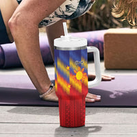 Personalized Philippines Eight Rays Sun Tumbler With Handle Traditional Filipino Igorot Pattern Motif LT9 - Polynesian Pride