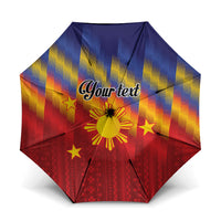 Personalized Philippines Eight Rays Sun Umbrella Traditional Filipino Igorot Pattern Motif LT9 One Size Folded 11.42 inch Opened Diameter 37.4 inch Red - Polynesian Pride