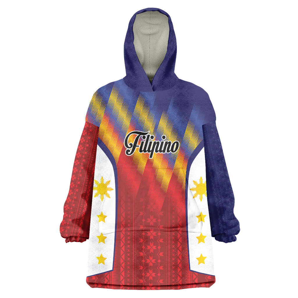 Personalized Philippines Eight Rays Sun Wearable Blanket Hoodie Traditional Filipino Igorot Pattern Motif LT9 One Size Red - Polynesian Pride