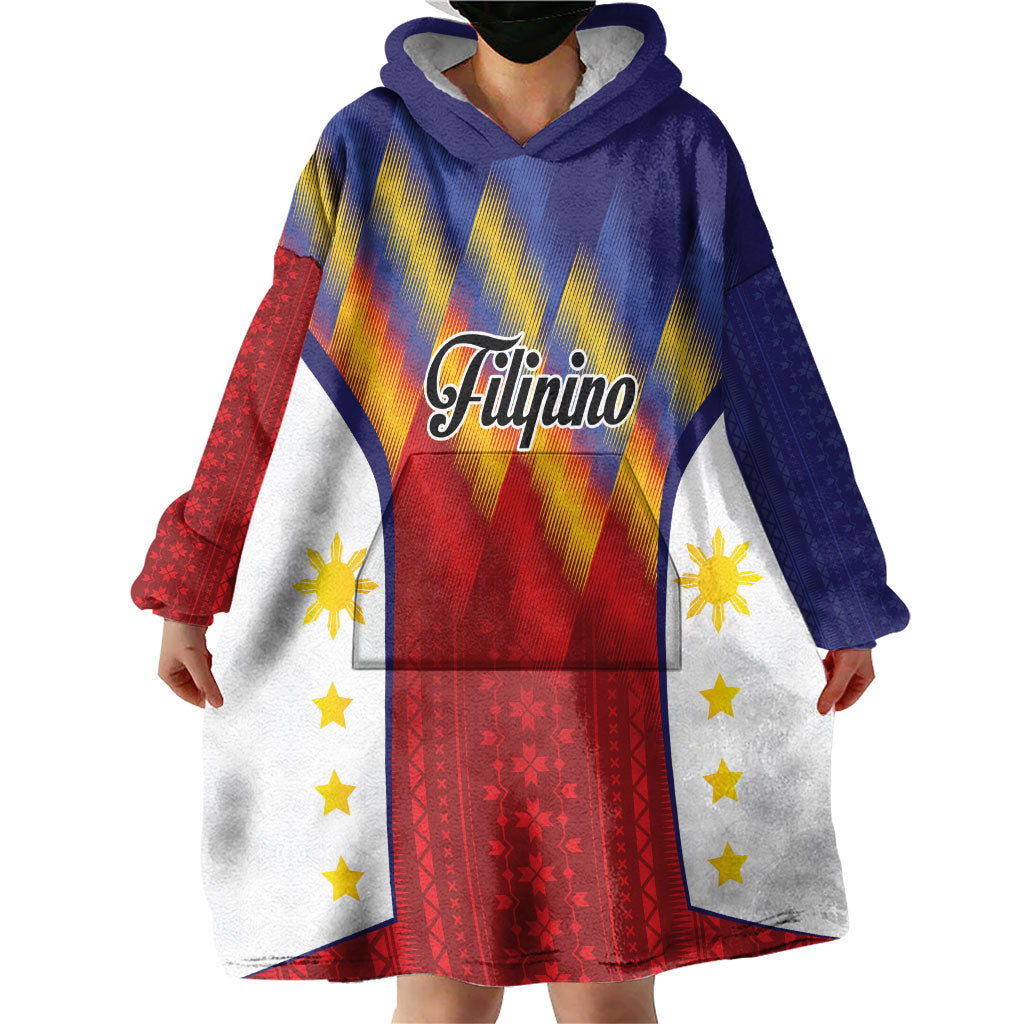Personalized Philippines Eight Rays Sun Wearable Blanket Hoodie Traditional Filipino Igorot Pattern Motif LT9 - Polynesian Pride