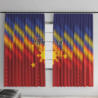 Personalized Philippines Eight Rays Sun Window Curtain Traditional Filipino Igorot Pattern Motif LT9 With Hooks Red - Polynesian Pride
