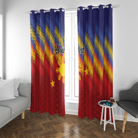 Personalized Philippines Eight Rays Sun Window Curtain Traditional Filipino Igorot Pattern Motif LT9 With Grommets Red - Polynesian Pride
