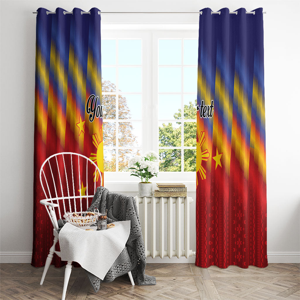 Personalized Philippines Eight Rays Sun Window Curtain Traditional Filipino Igorot Pattern Motif LT9 - Polynesian Pride