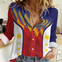 Personalized Philippines Eight Rays Sun Women Casual Shirt Traditional Filipino Igorot Pattern Motif LT9 Female Red - Polynesian Pride