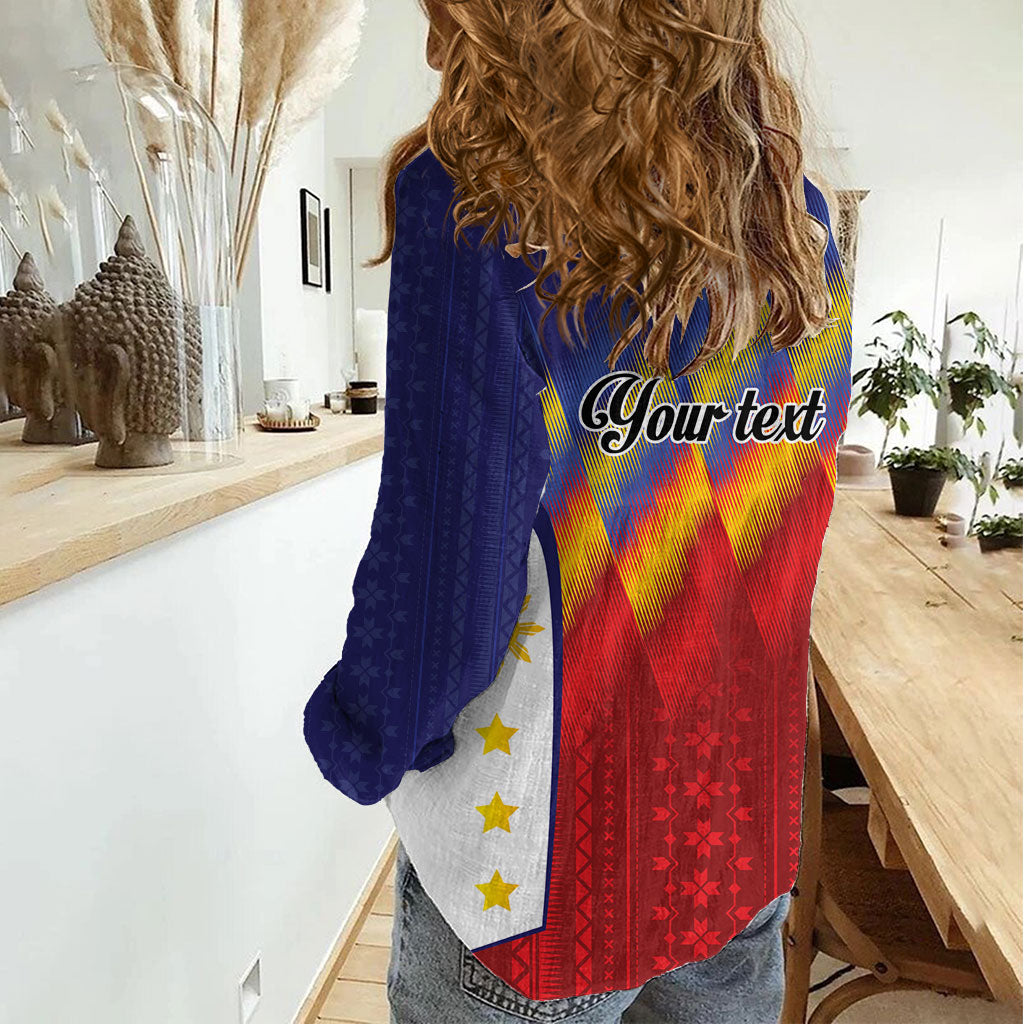 Personalized Philippines Eight Rays Sun Women Casual Shirt Traditional Filipino Igorot Pattern Motif LT9 - Polynesian Pride