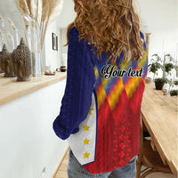 Personalized Philippines Eight Rays Sun Women Casual Shirt Traditional Filipino Igorot Pattern Motif LT9 - Polynesian Pride
