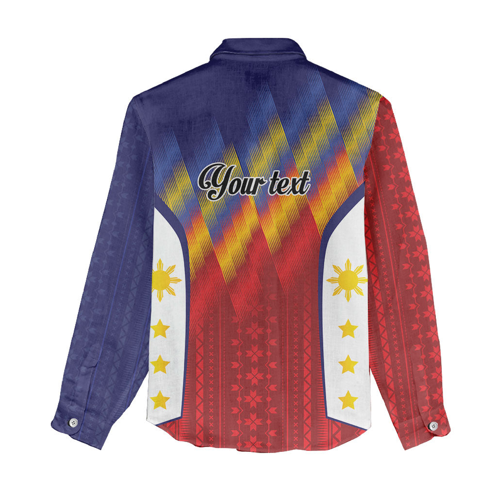 Personalized Philippines Eight Rays Sun Women Casual Shirt Traditional Filipino Igorot Pattern Motif LT9 - Polynesian Pride