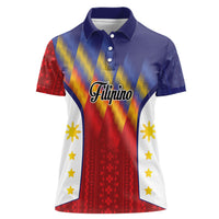 Personalized Philippines Eight Rays Sun Women Polo Shirt Traditional Filipino Igorot Pattern Motif LT9 Female Red - Polynesian Pride