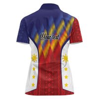 Personalized Philippines Eight Rays Sun Women Polo Shirt Traditional Filipino Igorot Pattern Motif LT9 - Polynesian Pride