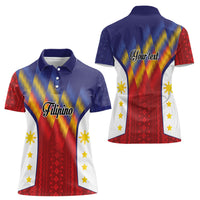 Personalized Philippines Eight Rays Sun Women Polo Shirt Traditional Filipino Igorot Pattern Motif LT9 - Polynesian Pride