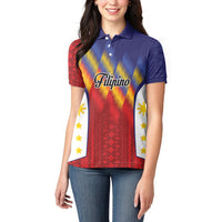 Personalized Philippines Eight Rays Sun Women Polo Shirt Traditional Filipino Igorot Pattern Motif LT9 - Polynesian Pride