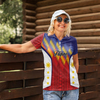 Personalized Philippines Eight Rays Sun Women Polo Shirt Traditional Filipino Igorot Pattern Motif LT9 - Polynesian Pride