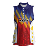 Personalized Philippines Eight Rays Sun Women Sleeveless Polo Shirt Traditional Filipino Igorot Pattern Motif LT9 Female Red - Polynesian Pride