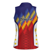 Personalized Philippines Eight Rays Sun Women Sleeveless Polo Shirt Traditional Filipino Igorot Pattern Motif LT9 - Polynesian Pride