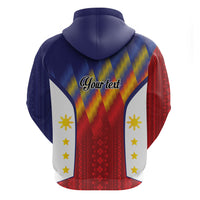 Personalized Philippines Eight Rays Sun Zip Hoodie Traditional Filipino Igorot Pattern Motif LT9 - Polynesian Pride