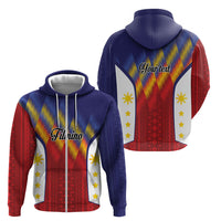 Personalized Philippines Eight Rays Sun Zip Hoodie Traditional Filipino Igorot Pattern Motif LT9 - Polynesian Pride