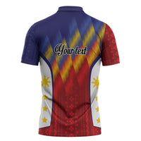 Personalized Philippines Eight Rays Sun Zipper Polo Shirt Traditional Filipino Igorot Pattern Motif LT9 - Polynesian Pride