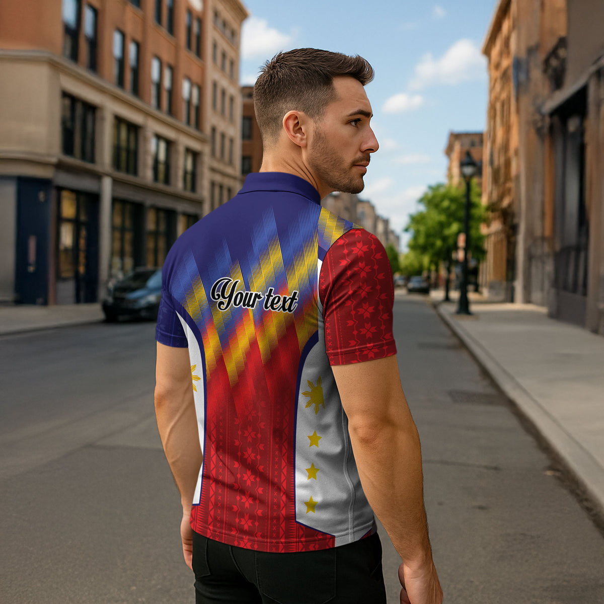 Personalized Philippines Eight Rays Sun Zipper Polo Shirt Traditional Filipino Igorot Pattern Motif LT9 - Polynesian Pride