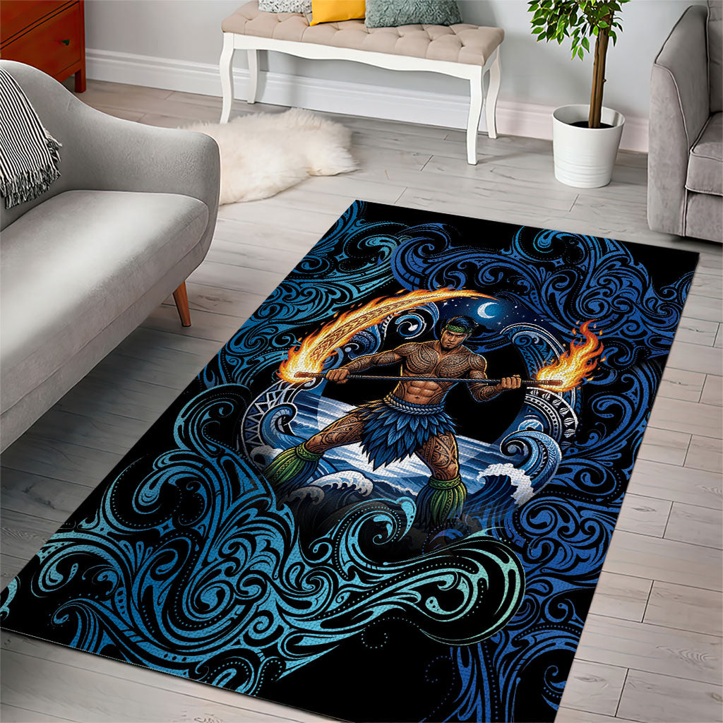 Samoa Siva Afi Area Rug Fireknife Fire Dance Pacific Tribal Motif LT9 - Polynesian Pride