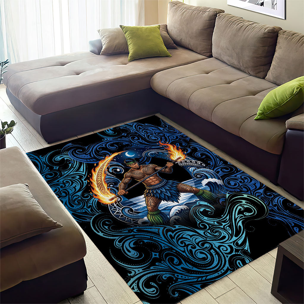 Samoa Siva Afi Area Rug Fireknife Fire Dance Pacific Tribal Motif LT9 - Polynesian Pride