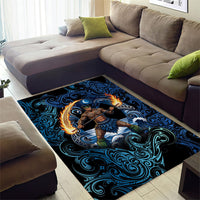 Samoa Siva Afi Area Rug Fireknife Fire Dance Pacific Tribal Motif LT9 - Polynesian Pride