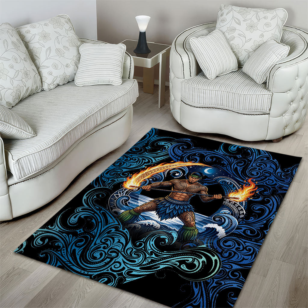 Samoa Siva Afi Area Rug Fireknife Fire Dance Pacific Tribal Motif LT9 - Polynesian Pride