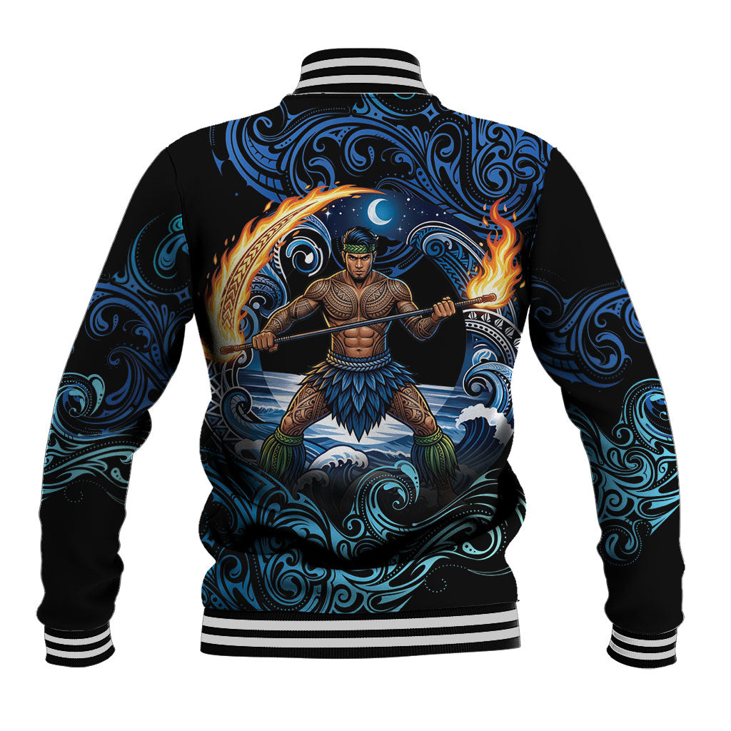 Samoa Siva Afi Baseball Jacket Fireknife Fire Dance Pacific Tribal Motif LT9 - Polynesian Pride