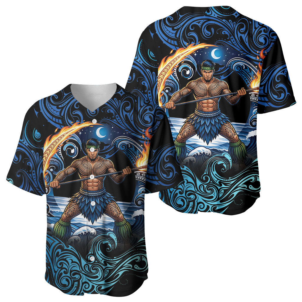 Samoa Siva Afi Baseball Jersey Fireknife Fire Dance Pacific Tribal Motif LT9 - Polynesian Pride