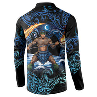 Samoa Siva Afi Button Sweatshirt Fireknife Fire Dance Pacific Tribal Motif LT9 - Polynesian Pride