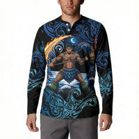 Samoa Siva Afi Button Sweatshirt Fireknife Fire Dance Pacific Tribal Motif LT9 - Polynesian Pride