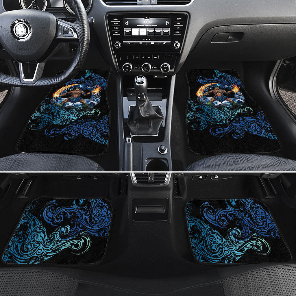 Samoa Siva Afi Car Mats Fireknife Fire Dance Pacific Tribal Motif LT9 Set 4pcs Blue - Polynesian Pride