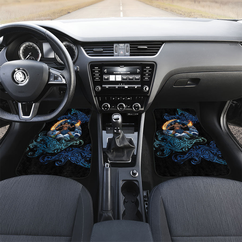 Samoa Siva Afi Car Mats Fireknife Fire Dance Pacific Tribal Motif LT9 Set 2pcs - Front Blue - Polynesian Pride