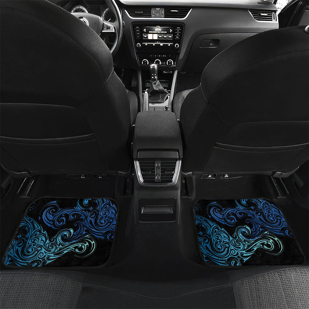 Samoa Siva Afi Car Mats Fireknife Fire Dance Pacific Tribal Motif LT9 Set 2pcs - Back Blue - Polynesian Pride