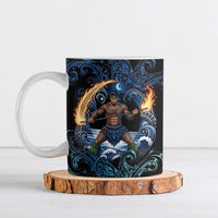 Samoa Siva Afi Ceramic Mug Fireknife Fire Dance Pacific Tribal Motif LT9 Blue - Polynesian Pride