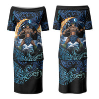 Samoa Siva Afi Couples Matching Puletasi and Long Sleeve Button Shirt Fireknife Fire Dance Pacific Tribal Motif LT9 - Polynesian Pride
