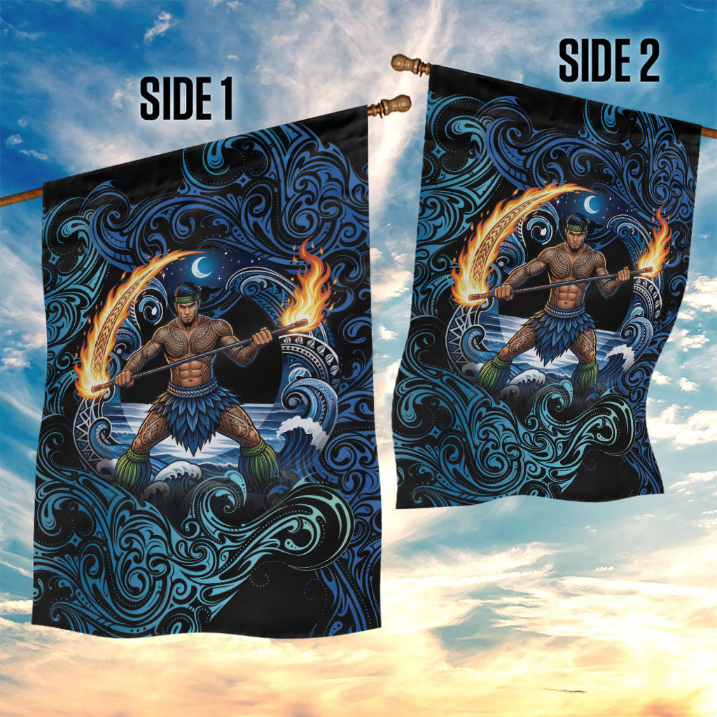 Samoa Siva Afi Garden Flag Fireknife Fire Dance Pacific Tribal Motif LT9 - Polynesian Pride