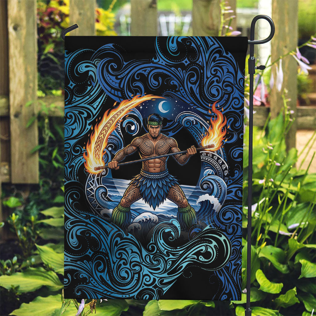 Samoa Siva Afi Garden Flag Fireknife Fire Dance Pacific Tribal Motif LT9 Garden Flag Blue - Polynesian Pride