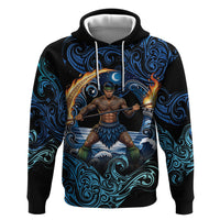 Samoa Siva Afi Hoodie Fireknife Fire Dance Pacific Tribal Motif LT9 Pullover Hoodie Blue - Polynesian Pride