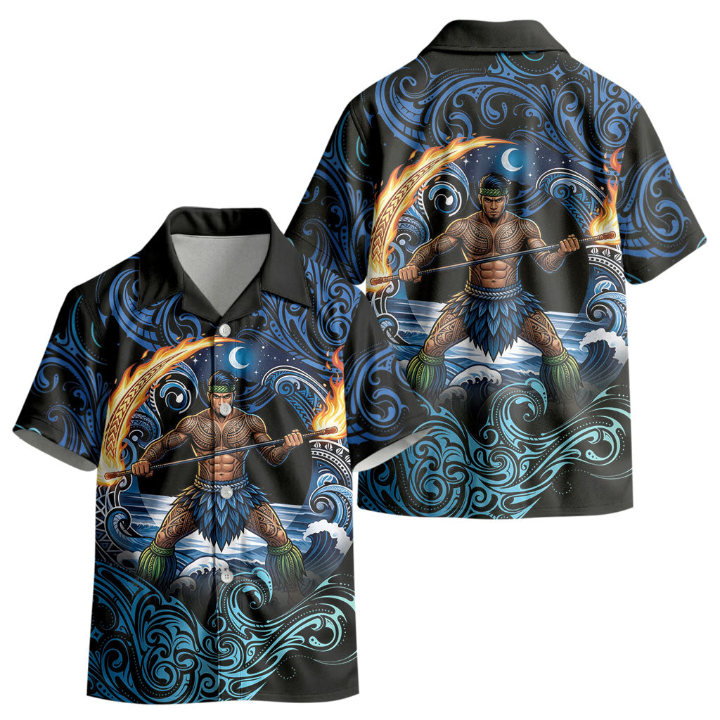 Samoa Siva Afi Kid Hawaiian Shirt Fireknife Fire Dance Pacific Tribal Motif LT9 - Polynesian Pride