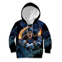 Samoa Siva Afi Kid Hoodie Fireknife Fire Dance Pacific Tribal Motif LT9 Hoodie Blue - Polynesian Pride