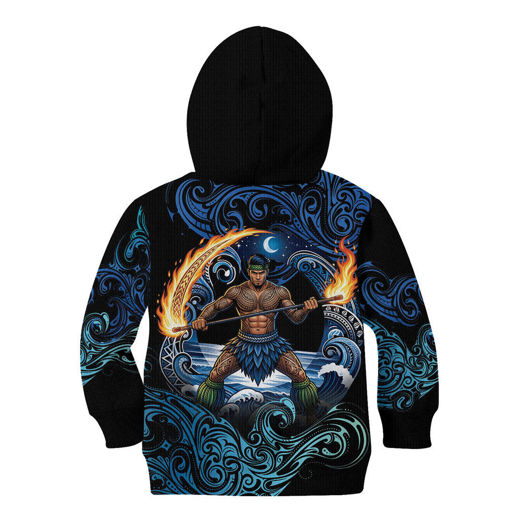 Samoa Siva Afi Kid Hoodie Fireknife Fire Dance Pacific Tribal Motif LT9 - Polynesian Pride