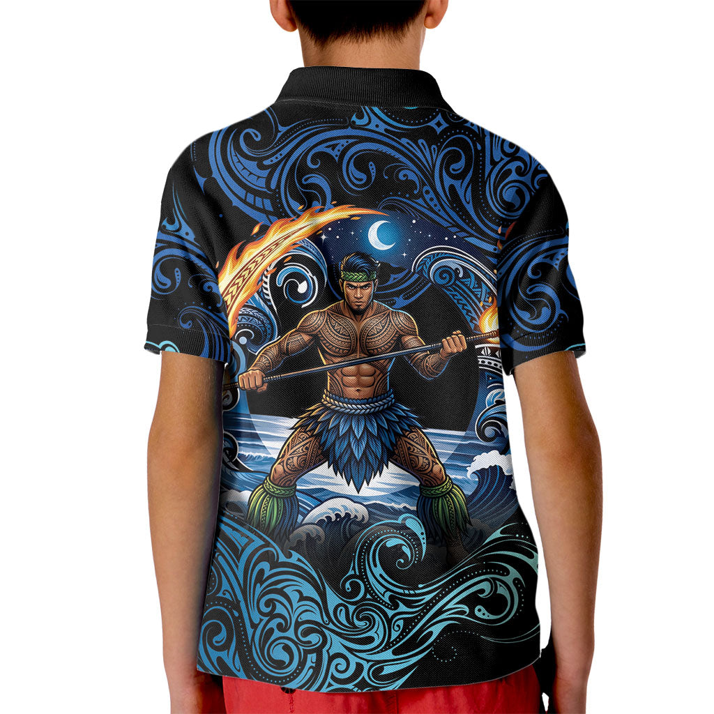 Samoa Siva Afi Kid Polo Shirt Fireknife Fire Dance Pacific Tribal Motif LT9 - Polynesian Pride