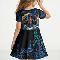 Samoa Siva Afi Kid Short Sleeve Dress Fireknife Fire Dance Pacific Tribal Motif LT9 - Polynesian Pride