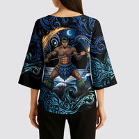 Samoa Siva Afi Kimono Sleeve Blouse Fireknife Fire Dance Pacific Tribal Motif LT9 - Polynesian Pride