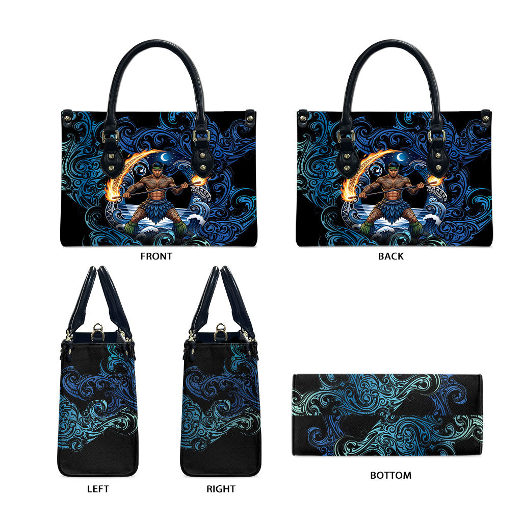 Samoa Siva Afi Leather Bag Fireknife Fire Dance Pacific Tribal Motif LT9 - Polynesian Pride