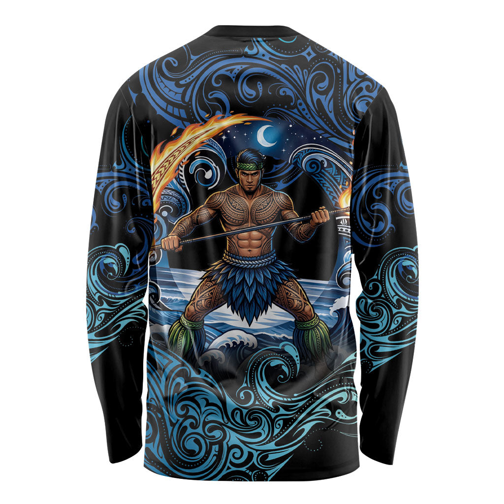 Samoa Siva Afi Long Sleeve Shirt Fireknife Fire Dance Pacific Tribal Motif LT9 - Polynesian Pride