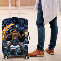 Samoa Siva Afi Luggage Cover Fireknife Fire Dance Pacific Tribal Motif LT9 Blue - Polynesian Pride
