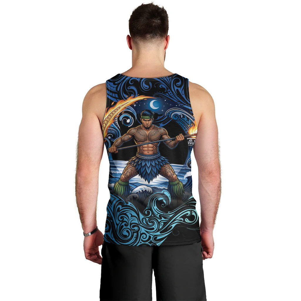 Samoa Siva Afi Men Tank Top Fireknife Fire Dance Pacific Tribal Motif LT9 - Polynesian Pride