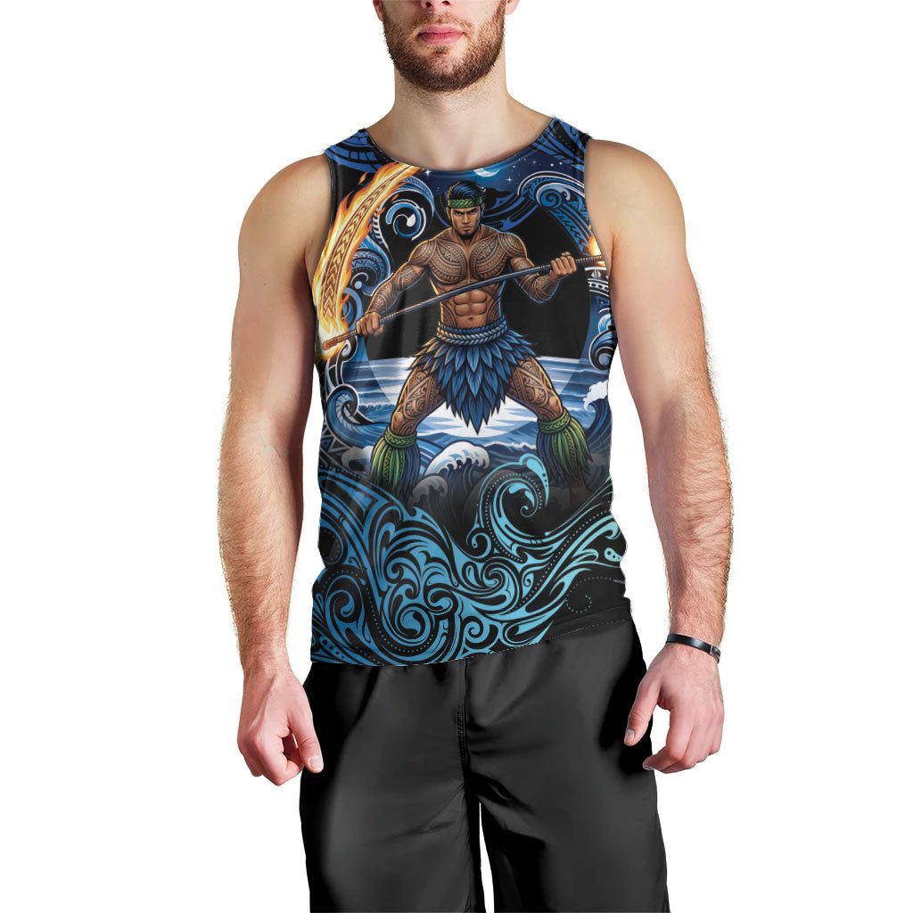 Samoa Siva Afi Men Tank Top Fireknife Fire Dance Pacific Tribal Motif LT9 - Polynesian Pride